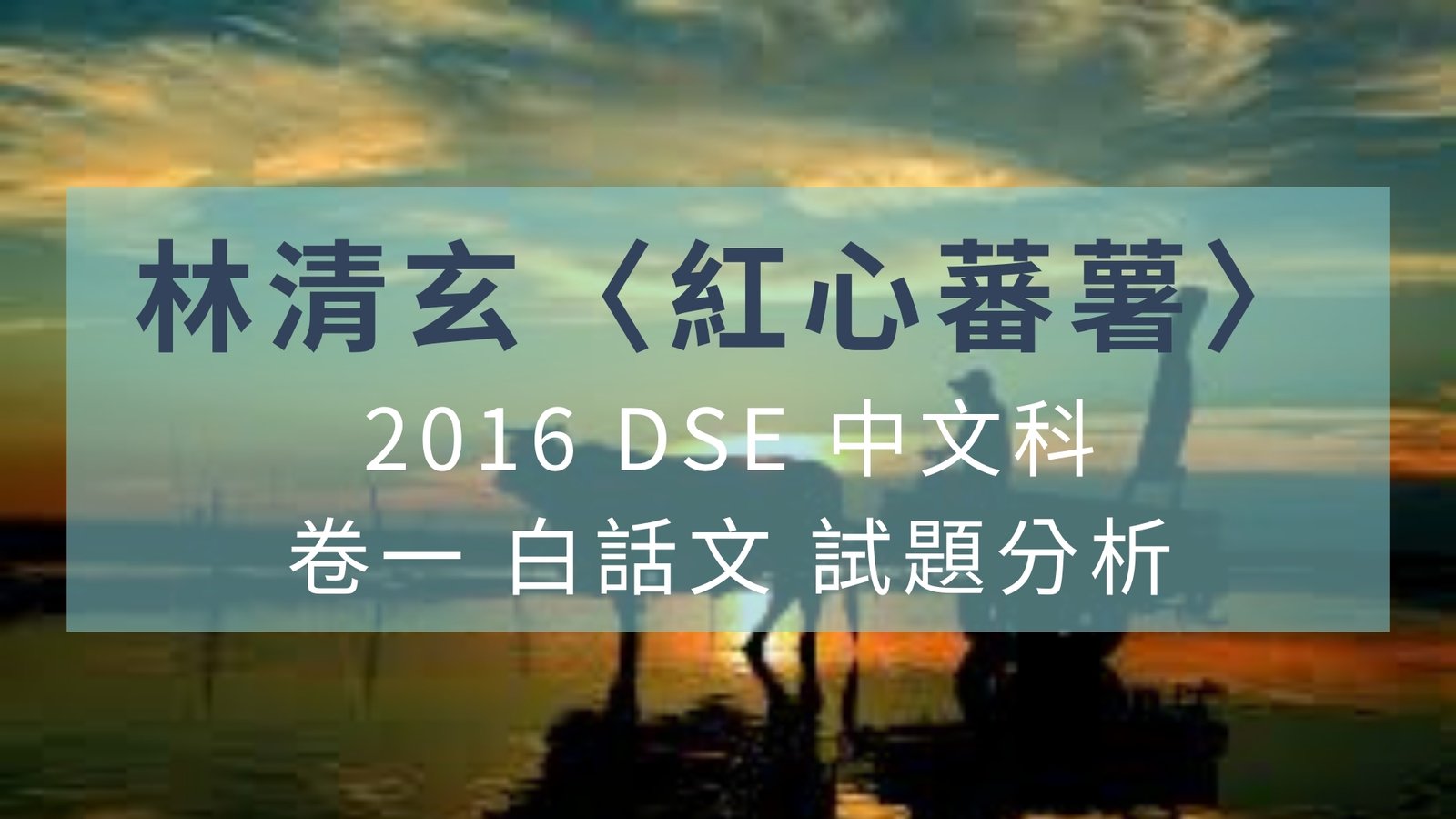2016 DSE 中文科 閱讀理解 林清玄 〈紅心番薯〉 解題